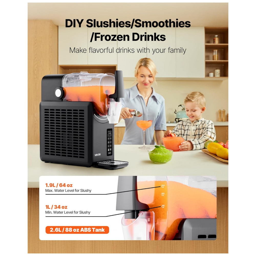ECTQGYBGT9VF0B_1-1.jpg - Máquina de Frozen VEVOR, 2,6L sem a necessidade de gelo para uso doméstico, Preparador de Bebidas Congeladas com 5 Programas Pré-definidos,