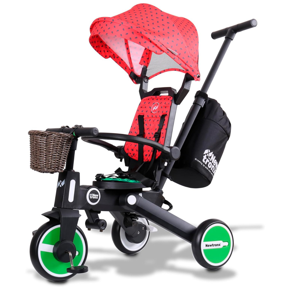 ECTQH145845C0B_0-1.jpg - Triciclo Infantil com Cesta Mochila de Viagem e Bolsa para os Pais para Crianças de 1 a 5 Anos NewtronX Vermelho