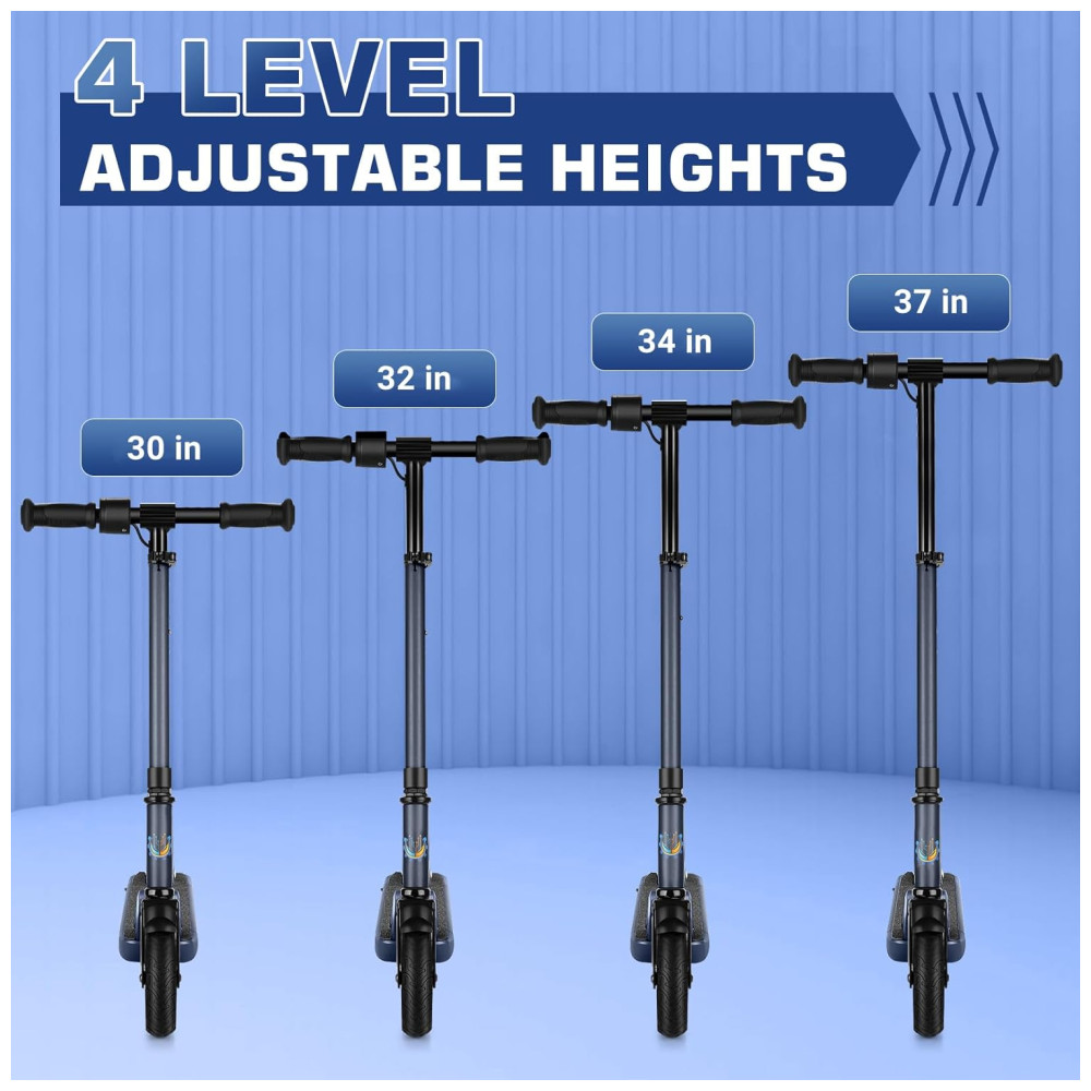 ECTQH283ZYHC0B_1-1.jpg - Patinete Elétrico Infantil Dobrável com Velocidade e Altura Ajustáveis Luzes Coloridas e Display LED para Crianças de 8 a 14 Anos 150W Caroma E35 Azul