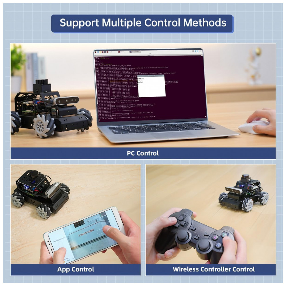 ECTQHC7H57JD0B_6-1.jpg - Hiwonder MentorPi M1 – Robô Carro com Chassi Mecanum Câmera 3D e Lidar TOF – Kit Educacional ROS2 com Suporte a ChatGPT e Navegação Autônoma