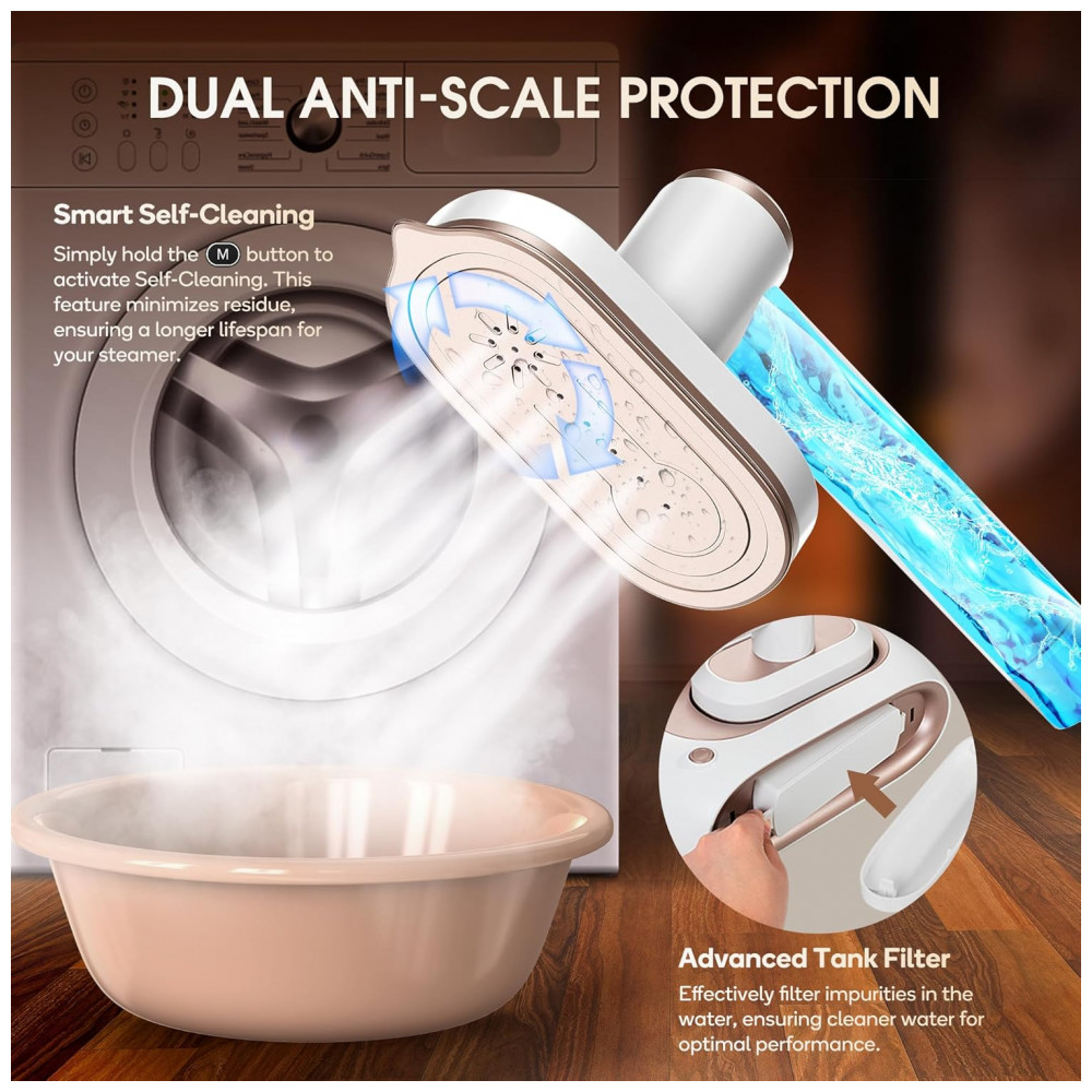 ECTQHH4NYYKC0B_8-1.jpg - Steamer, Passadeira e Vaporizador Newbealer 2 em 1 Pro, 1550W, Reservatório de 1.2L,