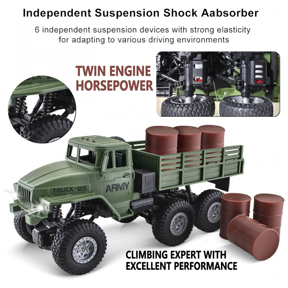 ECTQHLV5H4DD0B_2-1.jpg - Caminhão Militar RC 6x6 Controle Remoto - Brinquedo Veículo de Transporte de Exército de Rocha em Terreno 4WD para Crianças,JPJCOOY