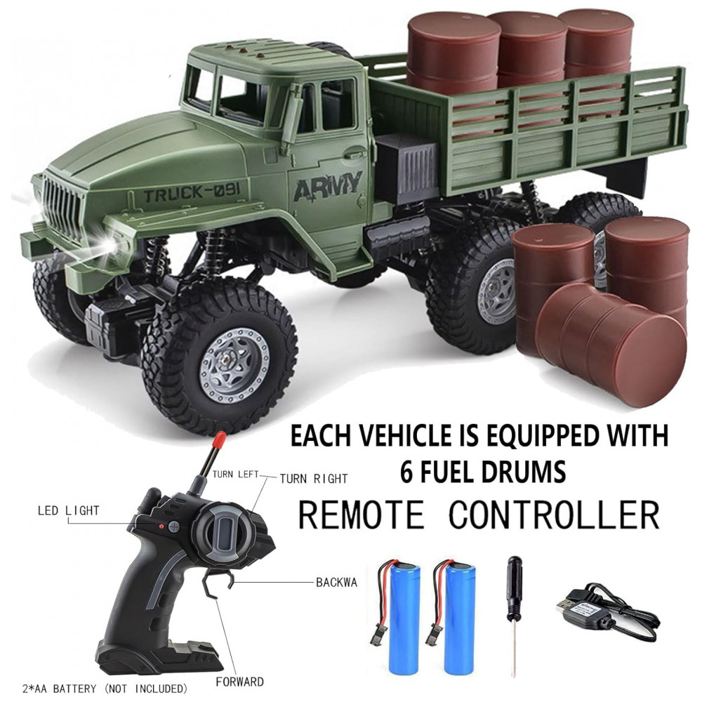 ECTQHLV5H4DD0B_5-1.jpg - Caminhão Militar RC 6x6 Controle Remoto - Brinquedo Veículo de Transporte de Exército de Rocha em Terreno 4WD para Crianças,JPJCOOY