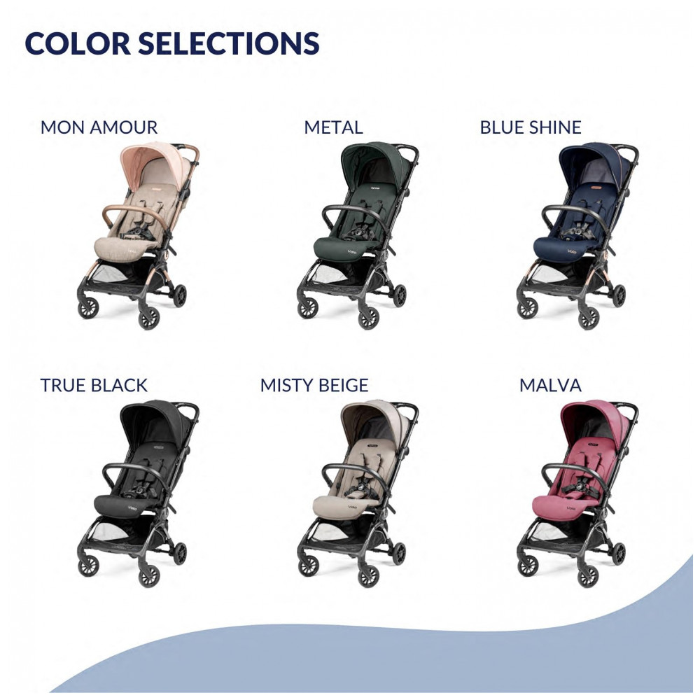 ECTQHNHPFJPD0B_6-1.jpg - Carrinho de Bebê Peg Perego Volo Mon Amour Bege e Rosa Ultra Leve 544 kg Dobrável Compacto Assento Reclinável Capota UPF 50+ Cinto 5 Pontos