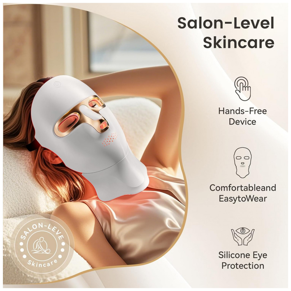 ECTQHPZ4FDMF0B_3-1.jpg - Máscara de Terapia com Luz Vermelha para Rosto e Pescoço, LED Facial, Recarregável via USB, Máscara de Infravermelho para Casa, Trabalho, Viagem, Yoga