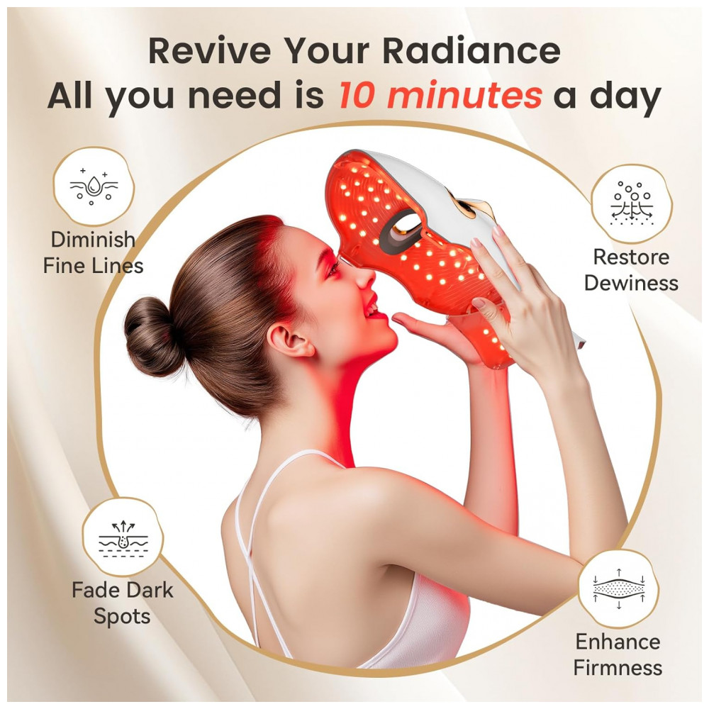 ECTQHPZ4FDMF0B_4-1.jpg - Máscara de Terapia com Luz Vermelha para Rosto e Pescoço, LED Facial, Recarregável via USB, Máscara de Infravermelho para Casa, Trabalho, Viagem, Yoga