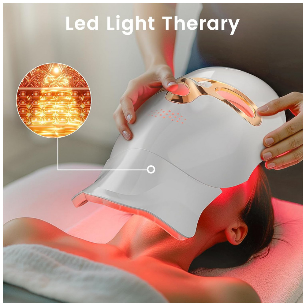 ECTQHPZ4FDMF0B_8-1.jpg - Máscara de Terapia com Luz Vermelha para Rosto e Pescoço, LED Facial, Recarregável via USB, Máscara de Infravermelho para Casa, Trabalho, Viagem, Yoga