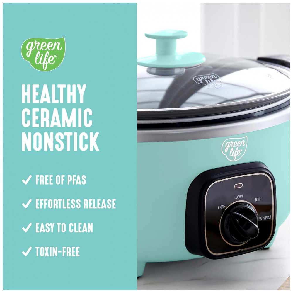 ECTQHS3PN5VD0B_1-1.jpg - Panela Elétrica GreenLife 3,31 Litros, Revestimento Cerâmico Livre de PFAS, Programável, Mantém Aquecido, Pode ser Usada no Fogão e Forno, Peças Laváveis