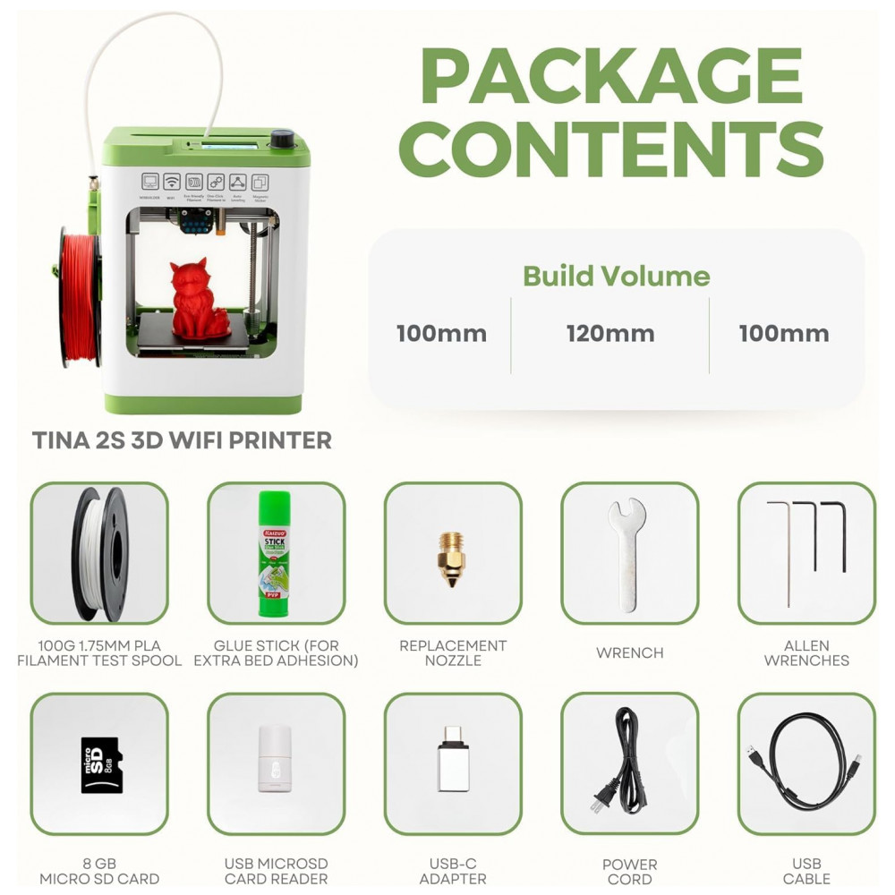 ECTQHYFKBP9C0B_5-1.jpg - Impressora 3D Mini Totalmente Montada para Crianças e Iniciantes - Kit Inicial Completo com Auto Nivelamento Filamento PLA de 10M e Cartão SD -Asani