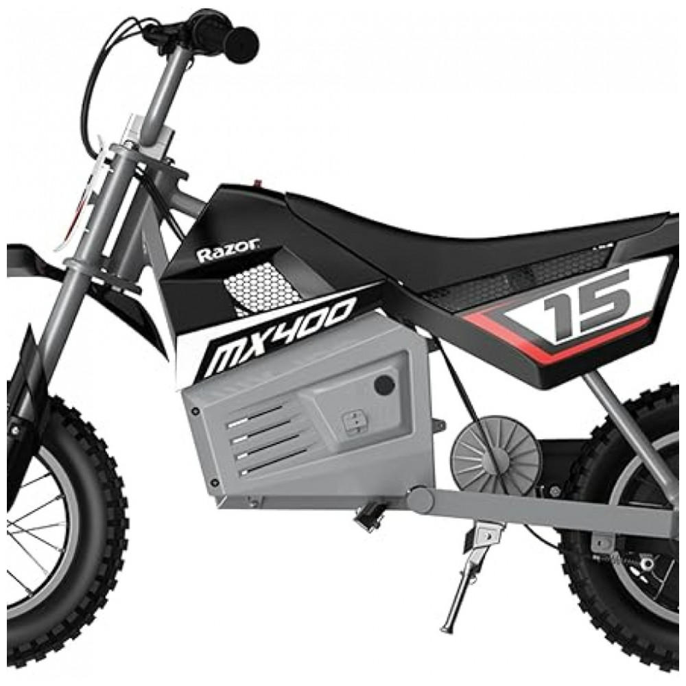 Razor MX400 Dirt Rocket: Moto Elétrica para Crianças de 8 Anos, até 140 lb, Bateria de 24V, 14 Mph, 30min de Autonomia, Acelerador TwistGrip, Rodas Ra - Imagem 3