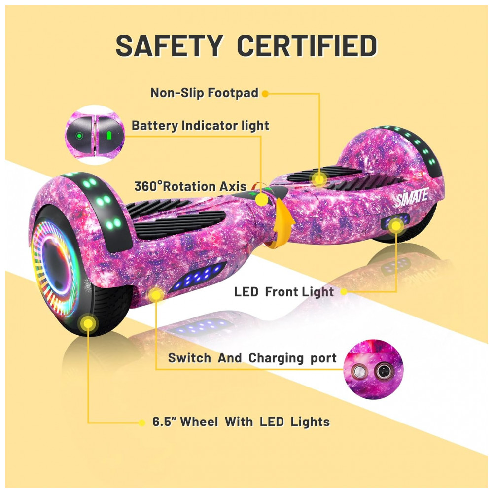 ECTQJ3KY1BR90B_4-1.jpg - Hoverboard SIMATE Galaxy Purple com Bluetooth Rodas Todo Terreno com Luzes de LED e Controle por App – Crianças e Adultos