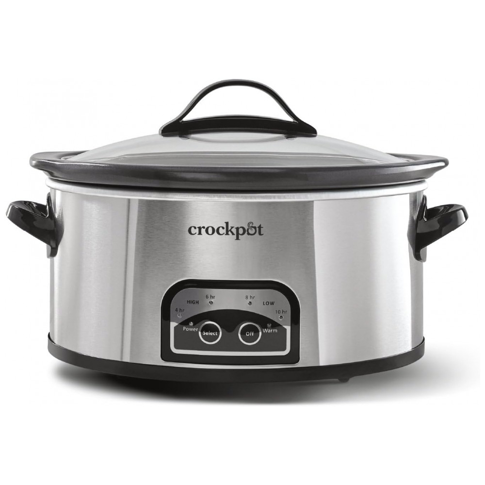 ECTQJ3NT1Z9D0B_0-1.jpg - Panela de Cozimento Lento Programável CrockPot de 6 Quartos com Temporizador e Configuração Automática de Aquecimento de Alimentos, Aço Inoxidável 5,68 litros