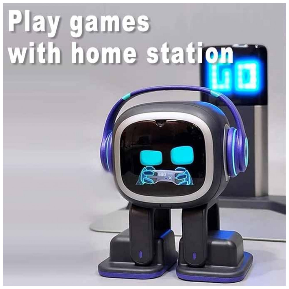 ECTQJ6LPJ8GD0B_1-1.jpg - Robô Companheiro Inteligente Preto e Prateado – EMOPET AI Desk Robot Companion, Comandos de Voz, Dança e Estação de Recarga