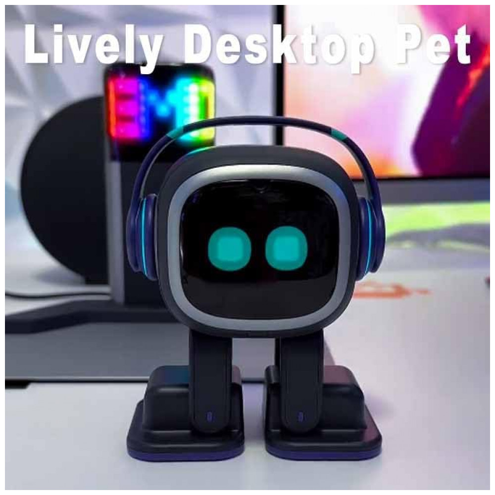ECTQJ6LPJ8GD0B_2-1.jpg - Robô Companheiro Inteligente Preto e Prateado – EMOPET AI Desk Robot Companion Comandos de Voz Dança e Estação de Recarga