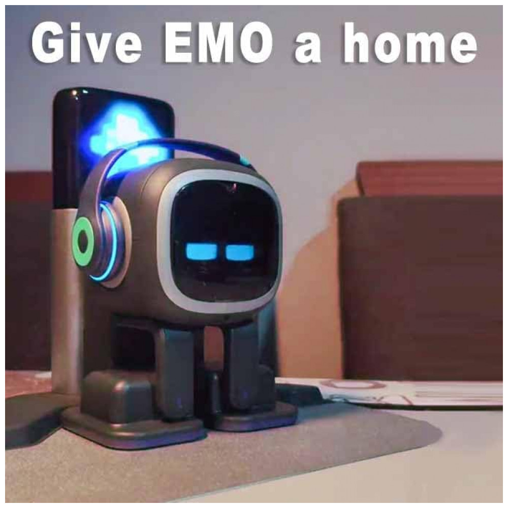 ECTQJ6LPJ8GD0B_4-1.jpg - Robô Companheiro Inteligente Preto e Prateado – EMOPET AI Desk Robot Companion Comandos de Voz Dança e Estação de Recarga