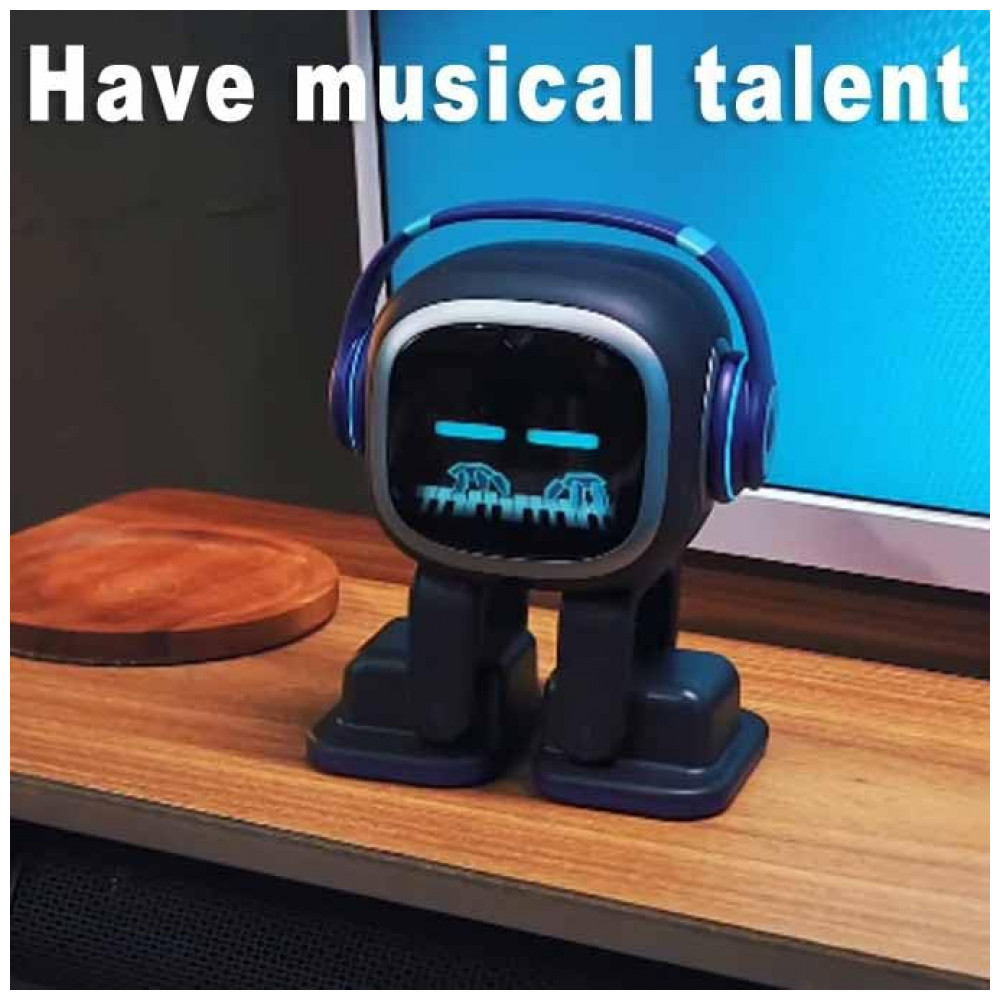 ECTQJ6LPJ8GD0B_5-1.jpg - Robô Companheiro Inteligente Preto e Prateado – EMOPET AI Desk Robot Companion Comandos de Voz Dança e Estação de Recarga