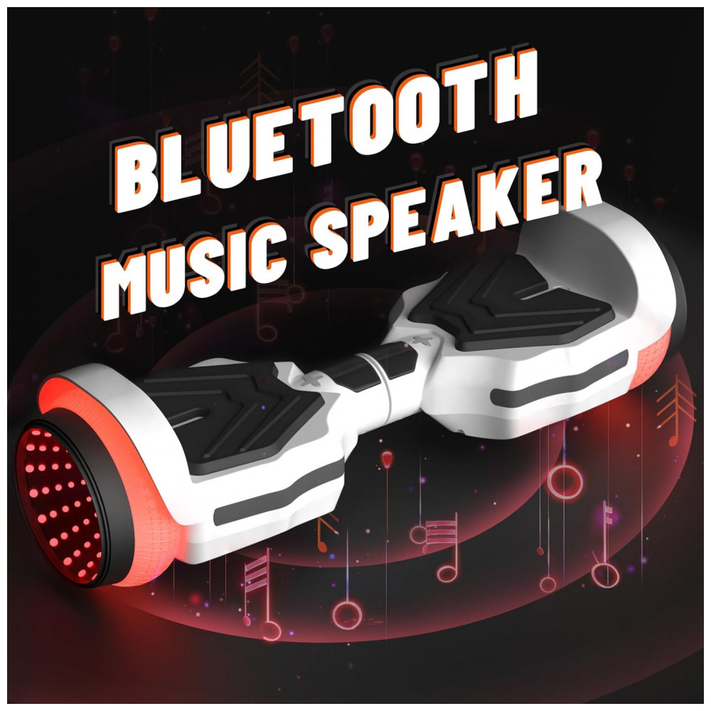 ECTQJ9XGDNSB0B_2-1.jpg - Hoverboard SIMATE com Luzes de LED Coloridas, Alto-falantes Bluetooth e App, Motores Duplos de 250W, Velocidade Máxima de 13,7 km/h