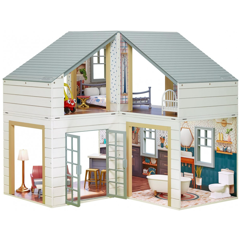 ECTQJGX68LN90B_0-1.jpg - Casa de Bonecas com 14 Acessórios e Cômodos Customizáveis para Crianças de 3 Anos a 8 Anos LITTLE TIKES 661419EUC Branco