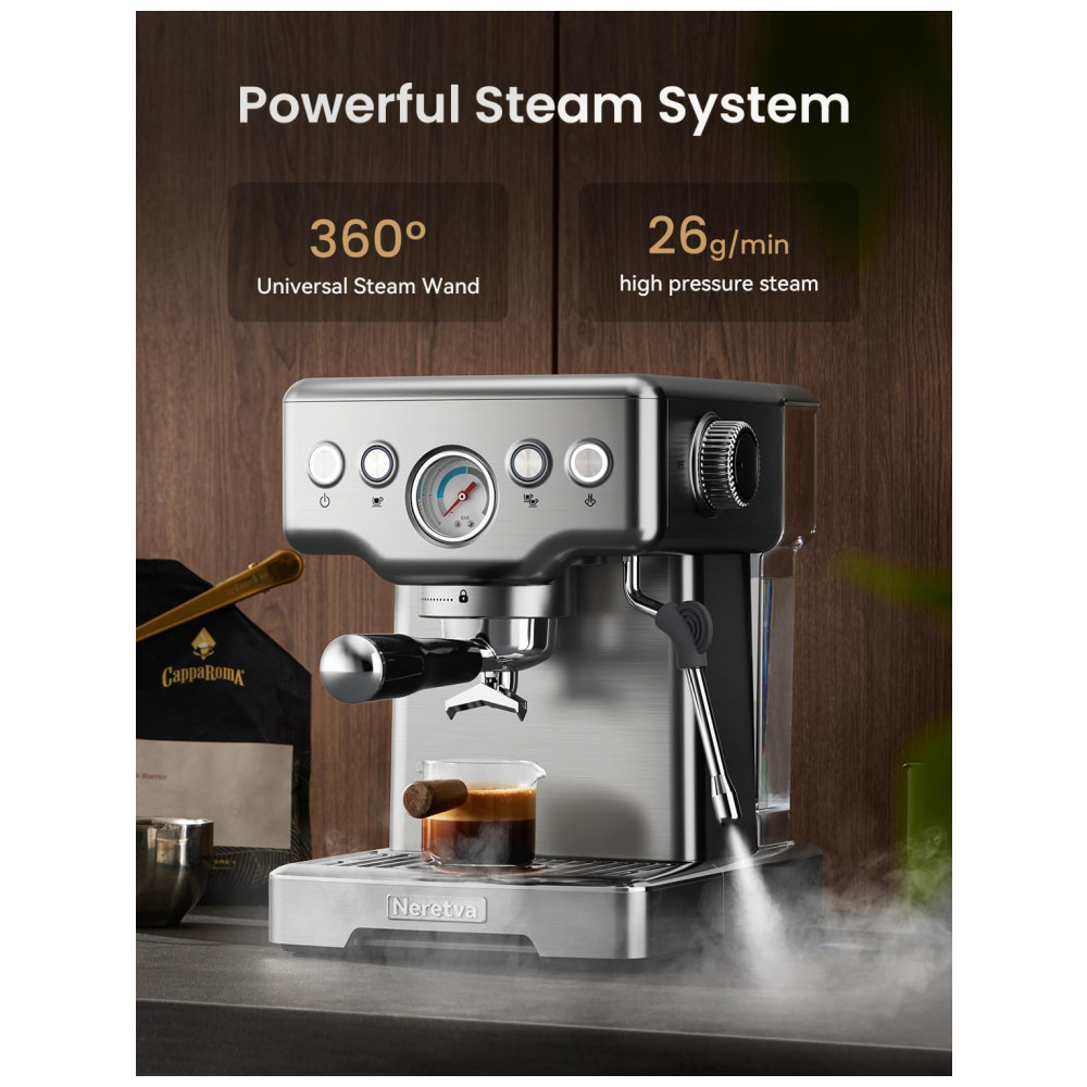 ECTQJH69QJDF0B_5-1.jpg - Máquina de Espresso 15 Bar, Vaporizador de Leite, Manômetro Visível, 1,8L, Neretva, Inox, Prata, 220V