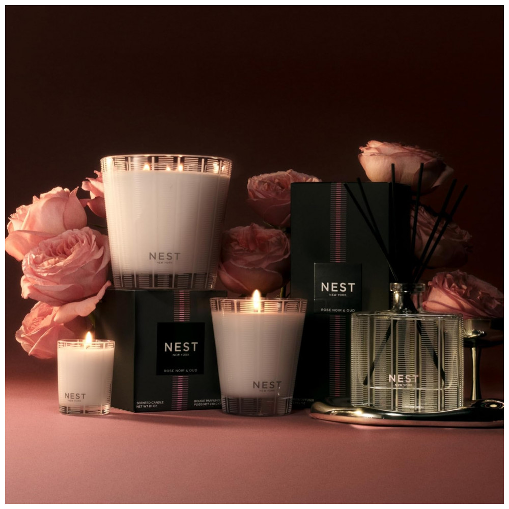 ECTQJHP277L70B_6-1.jpg - Difusor de Varetas NEST New York, Rose Noir Oud 175 ml - Fragrância por até 90 dias - Vidro Reutilizável e Recarregável com 8 Varetas de Rattan 100% N