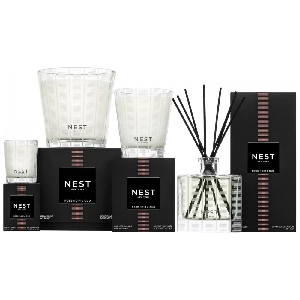 ECTQJHP277L70B_7-1.jpg - Difusor de Varetas NEST New York, Rose Noir Oud 175 ml - Fragrância por até 90 dias - Vidro Reutilizável e Recarregável com 8 Varetas de Rattan 100% N