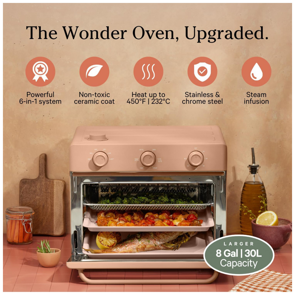 ECTQJJX6F4TD0B_1-1.jpg - Forno Elétrico Air Fryer Our Place Wonder Oven Pro 30L 8 em 1, 1700W, Digital, Quartz, Convecção Inteligente, Steam Infusion, Aço Inox, 110V