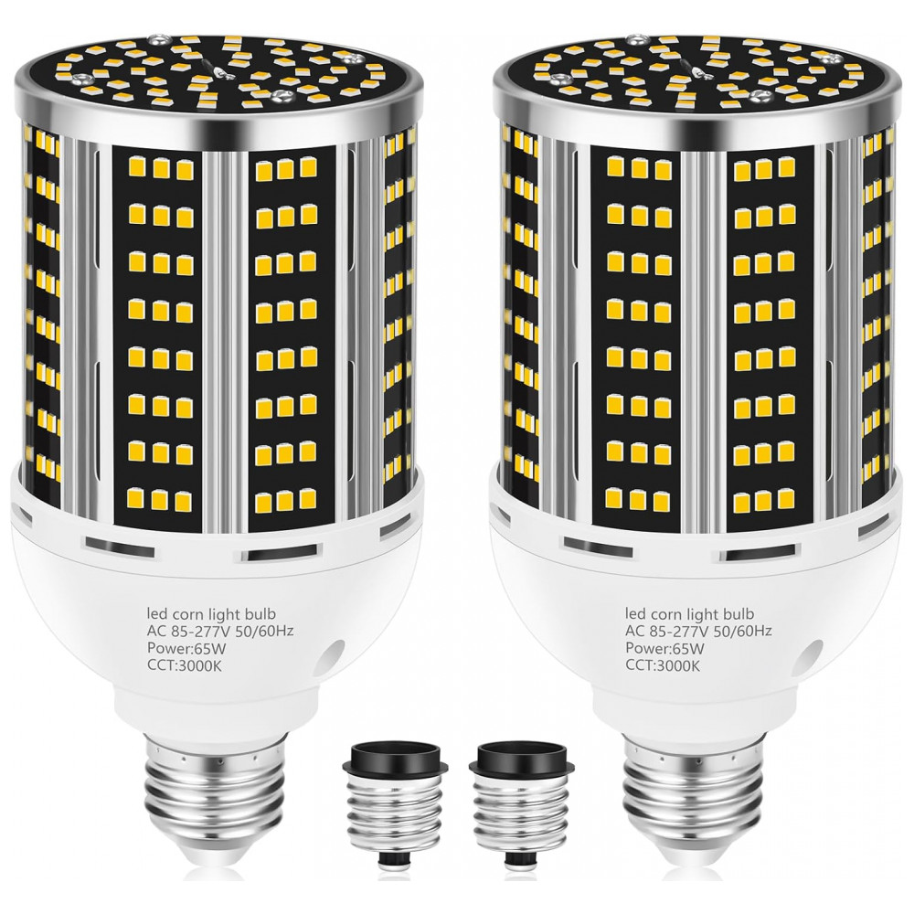 ECTQJK5R7B8D0B_0-1.jpg - Pacote com 2 Lâmpadas de Milho LED de 65W, Equivalente a 650W, Branca Quente 3000K, Base Média E26/E39, 7800LM, Ideal para Áreas Grandes,YANYCN