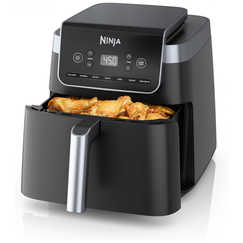 ECTQJMG9WG1D0B_0-1.jpg - Ninja Air Fryer Pro XL 6.5 Litros: Tecnologia Max Crisp, Cozinhe sem Culpa, 7 Funções, Fácil Limpeza, Economia de Espaço - Cinza