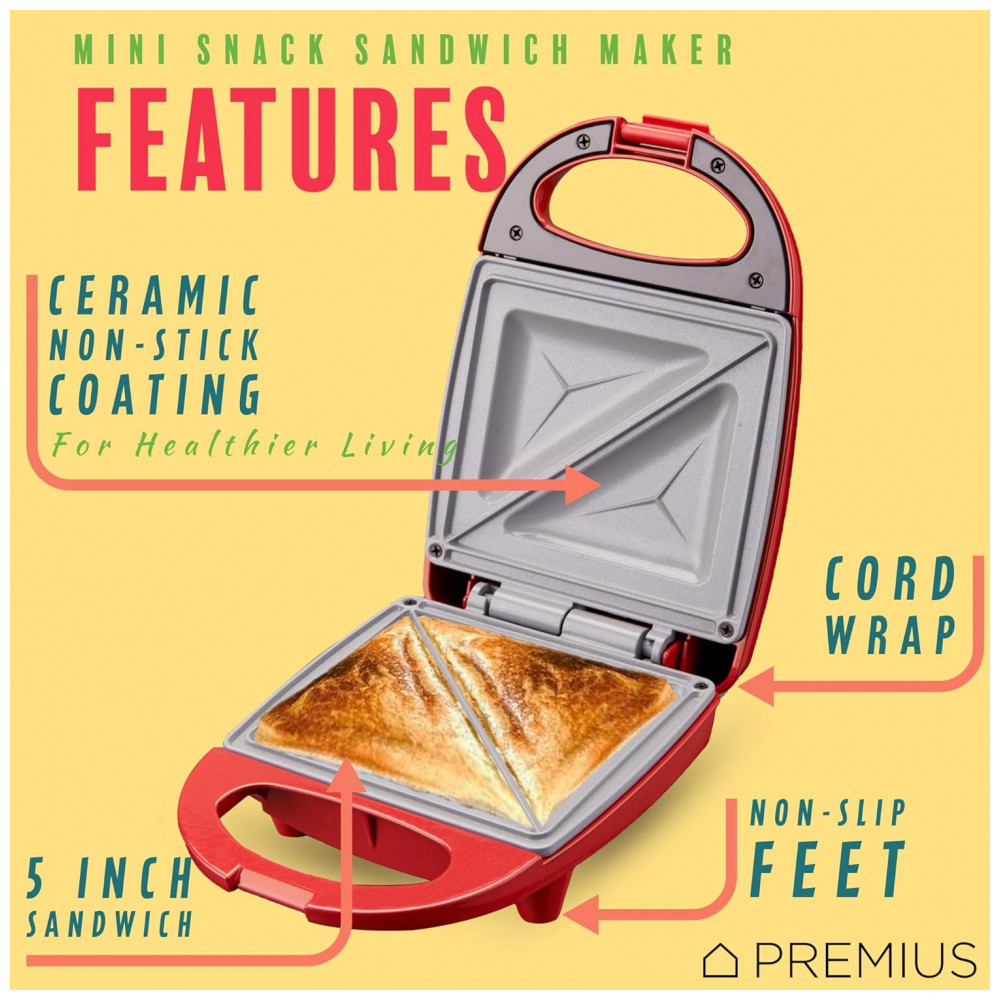 ECTQJQ498DVD0B_1-1.jpg - Sanduicheira Mini Snack Maker Cerâmica Antiaderente, Luz Indicadora, Molde de 12,7x11,2 Centímetros, Ideal para Sanduíches, Tostadas, Panquecas,PREMIUS