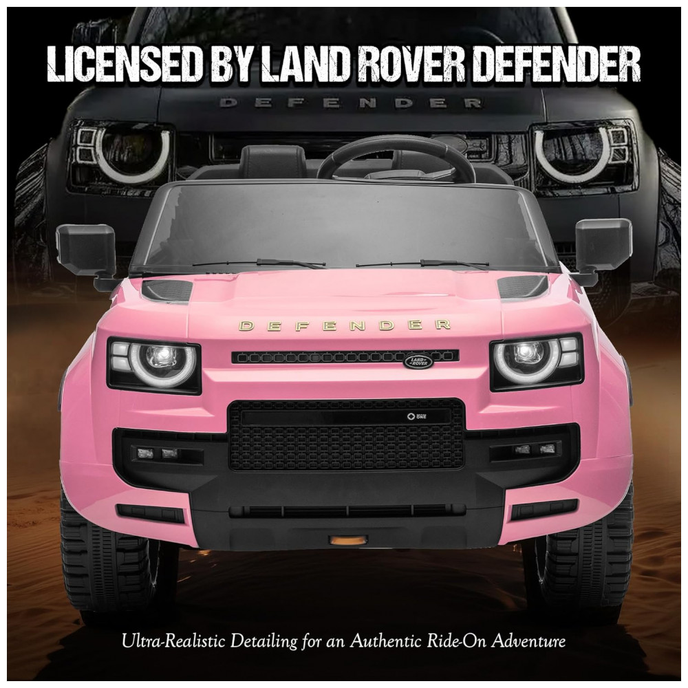 ECTQJW92G8VF0B_1-1.jpg - Carro Elétrico Infantil Licenciado 2 Lugares Land Rover Defender Letsgoride Rosa 24V 4x100W com Controle Remoto Suspensão Som e LED