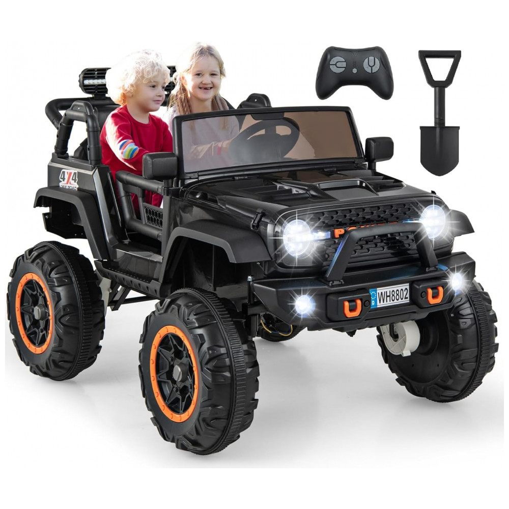 ECTQJXZSYBQC0B_0-1.jpg - Carro Elétrico Infantil 2 Lugares OLAKIDS Preto 24V 2WD/4WD Jeep 4x550W Controle Remoto LED Suspensão Música 20" Assento Duplo