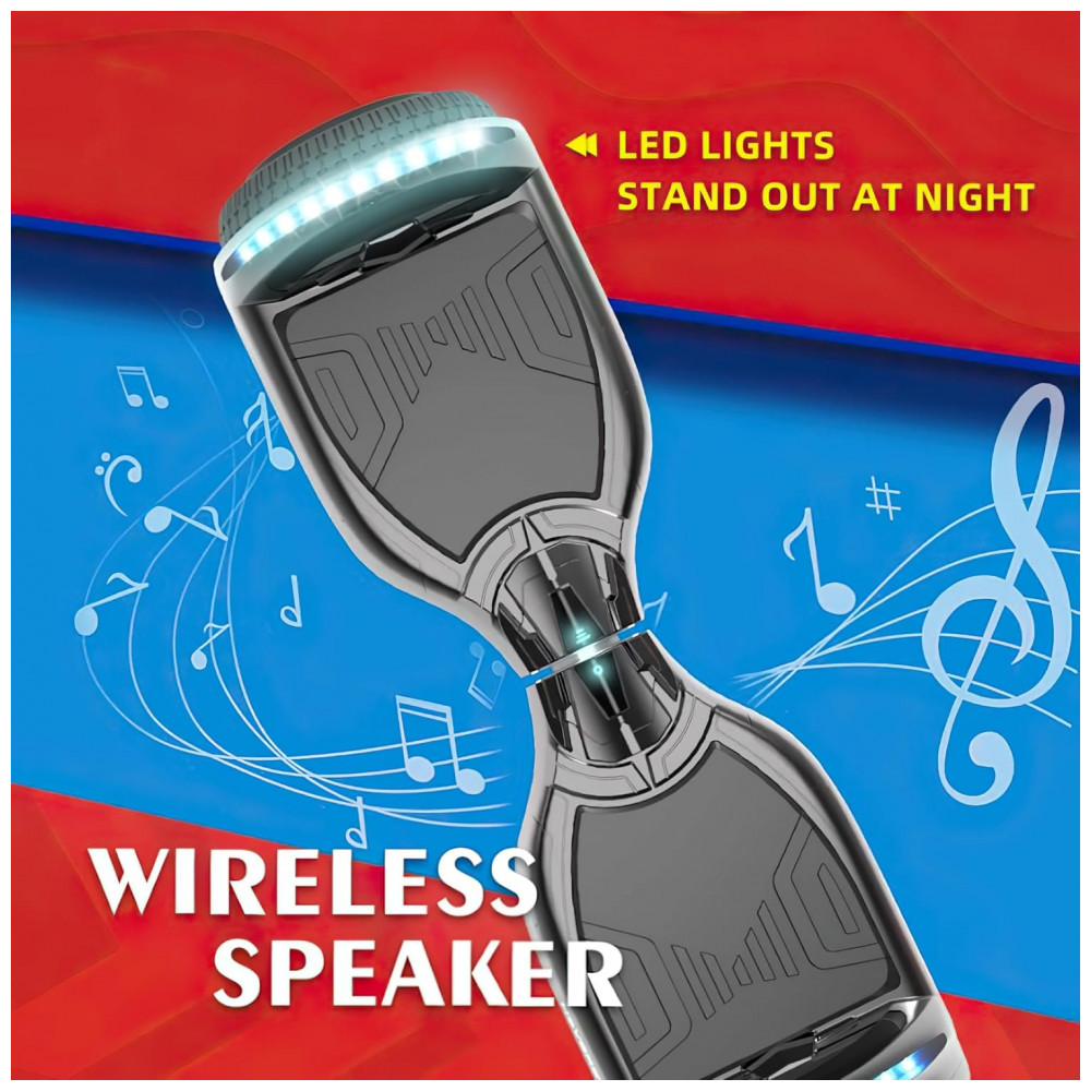 ECTQJZD2ZRSF0B_5-1.jpg - Hoverboard XERATH All Terrain com Alto-falantes Bluetooth - Para crianças de 7 a 12 anos - Luzes LED brilhantes e rodas piscantes