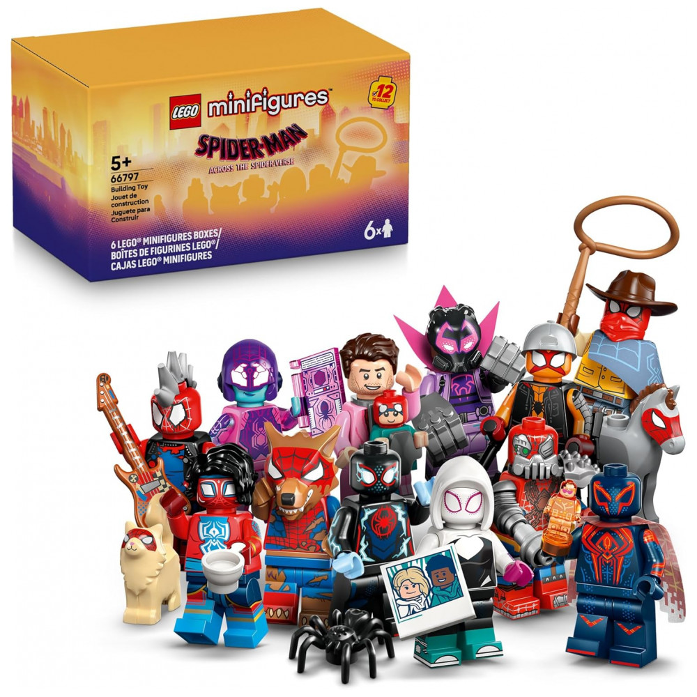 ECTQJZG55WRD0B_0-1.jpg - LEGO Minifigures 66797 – Spider-Man: Across the Spider-Verse – Pacote com 6 Figuras Surpresa – Aventura Multiversal para Crianças a Partir de 5 Anos