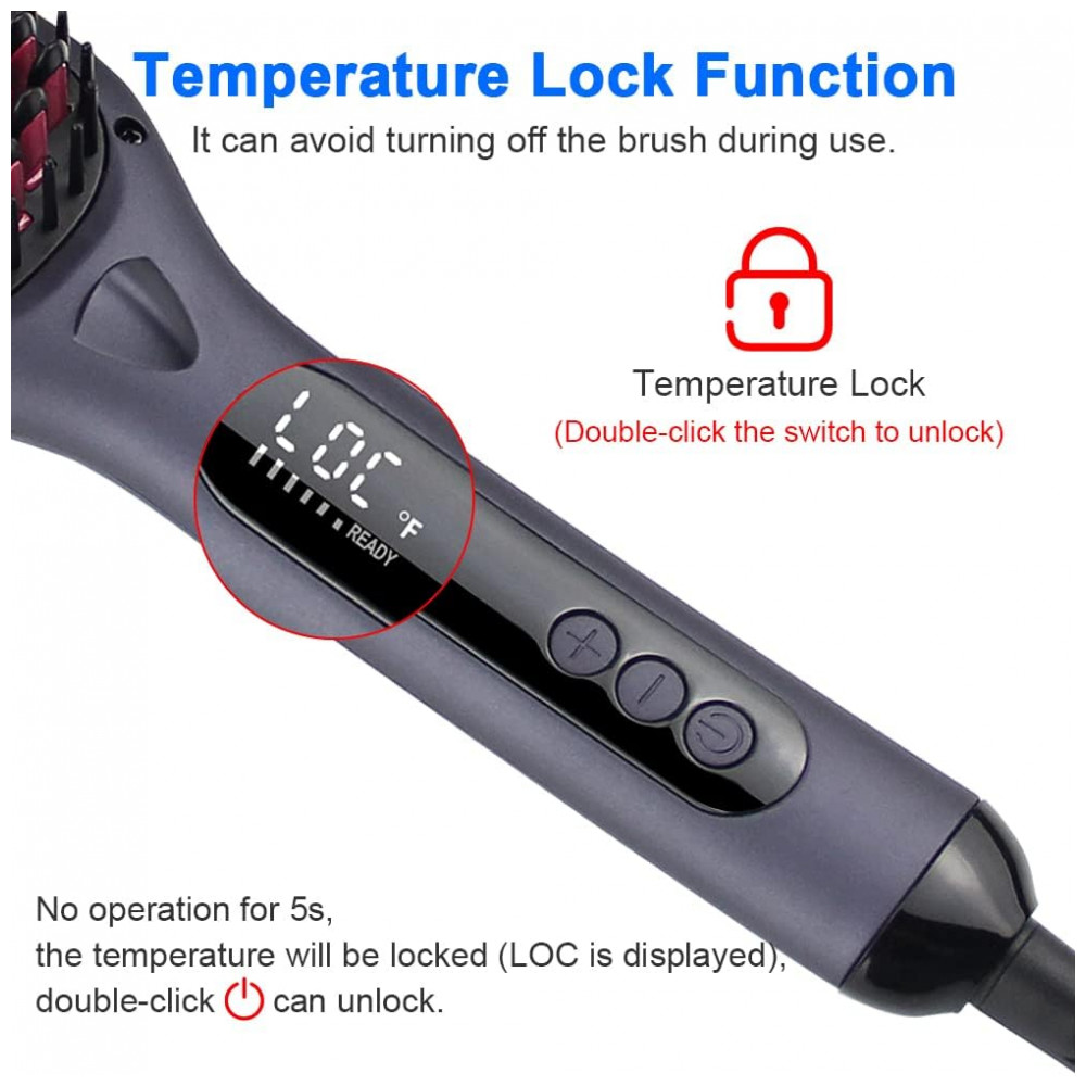 ECTQK1S9NNV90B_1-1.jpg - Escova Alisadora Elétrica com 16 Configurações de Temperatura e Aquecimento em 30s Bivolt BYZESOU Cinza