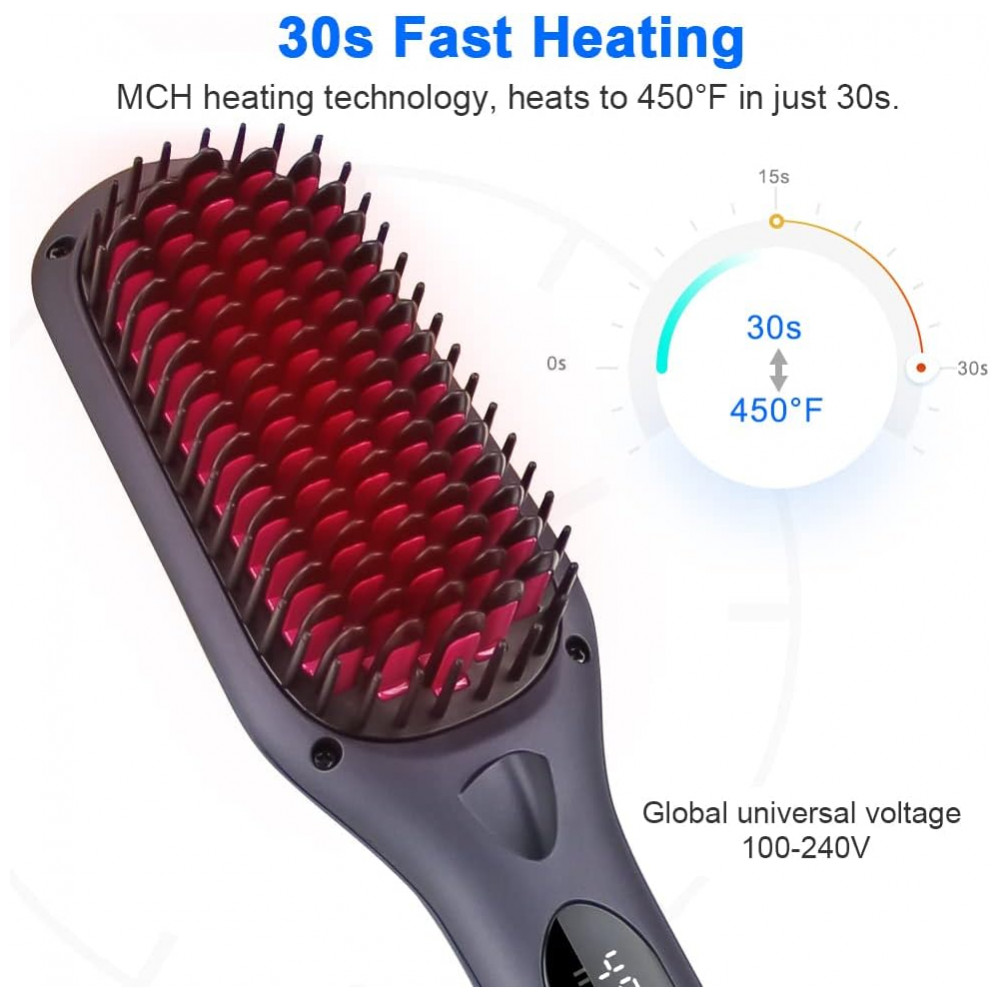 ECTQK1S9NNV90B_2-1.jpg - Escova Alisadora Elétrica com 16 Configurações de Temperatura e Aquecimento em 30s Bivolt BYZESOU Cinza