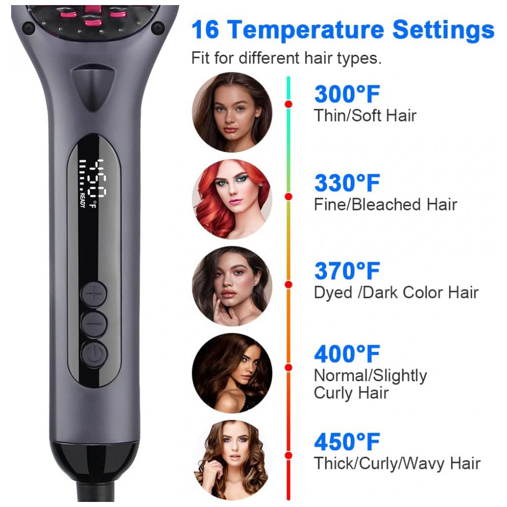 ECTQK1S9NNV90B_4-1.jpg - Escova Alisadora Elétrica com 16 Configurações de Temperatura e Aquecimento em 30s Bivolt BYZESOU Cinza