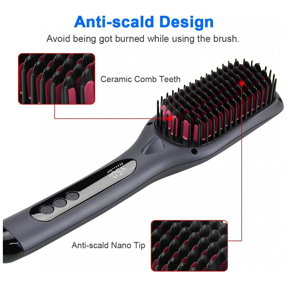 ECTQK1S9NNV90B_5-1.jpg - Escova Alisadora Elétrica com 16 Configurações de Temperatura e Aquecimento em 30s Bivolt BYZESOU Cinza