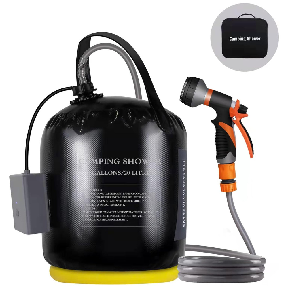 ECTQK2QX9KH90B_0-1.jpg - Chuveiro Portátil 20L com Bomba a Pressão e Mangueira para Acampamento, B.TAWD, Preto