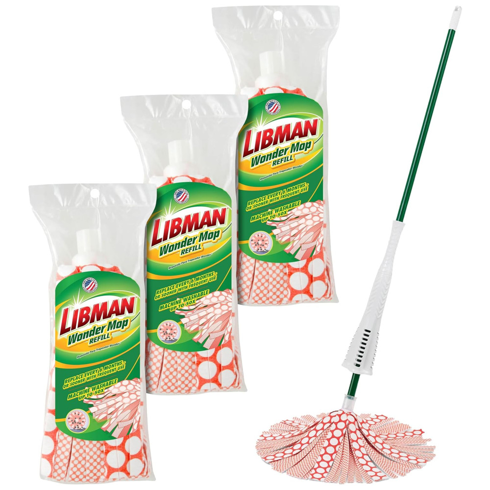 ECTQK33C9GD70B_0.jpg - Kit Mop Esfregão para Limpeza Pesa com 3 Refis Extras Laváveis Libman