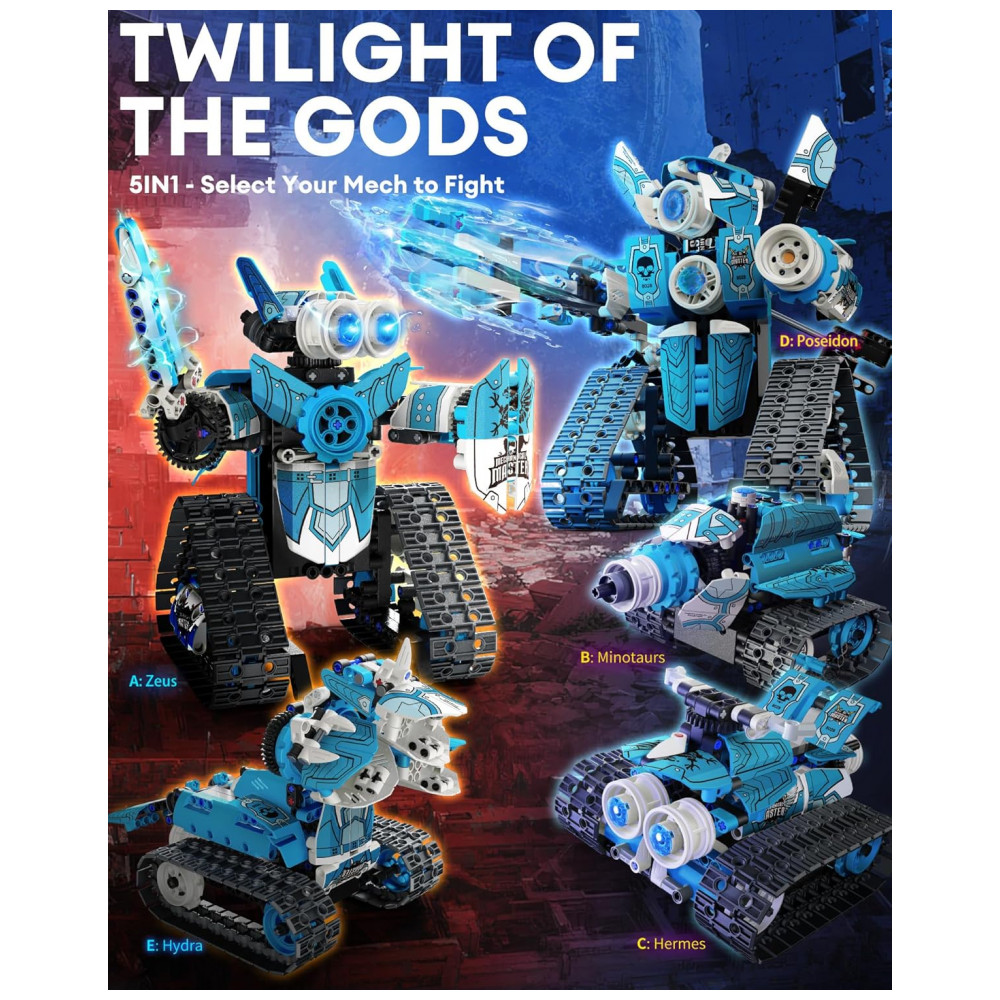 ECTQK44N85HD0B_1-1.jpg - Kit Educativo de Engenharia Azul e Branco – Opmind 5‑in‑1 STEM RC Robot Building Kit com 398 Peças e Controle App/Bluetooth