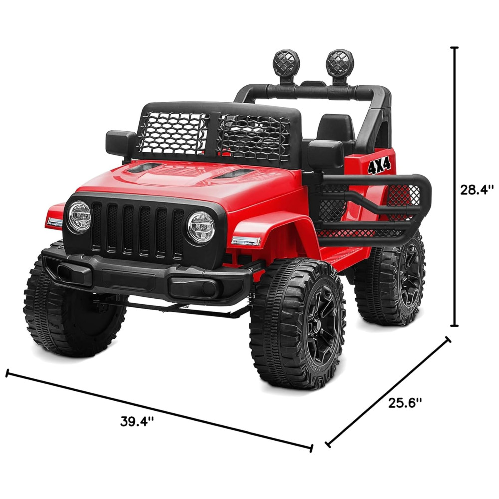 ECTQK5VFXS5B0B_6-1.jpg - Carro Elétrico Infantil a Bateria 12V com 2 Assentos Luzes LED MP3 e Controle Remoto Kidzone Vermelho