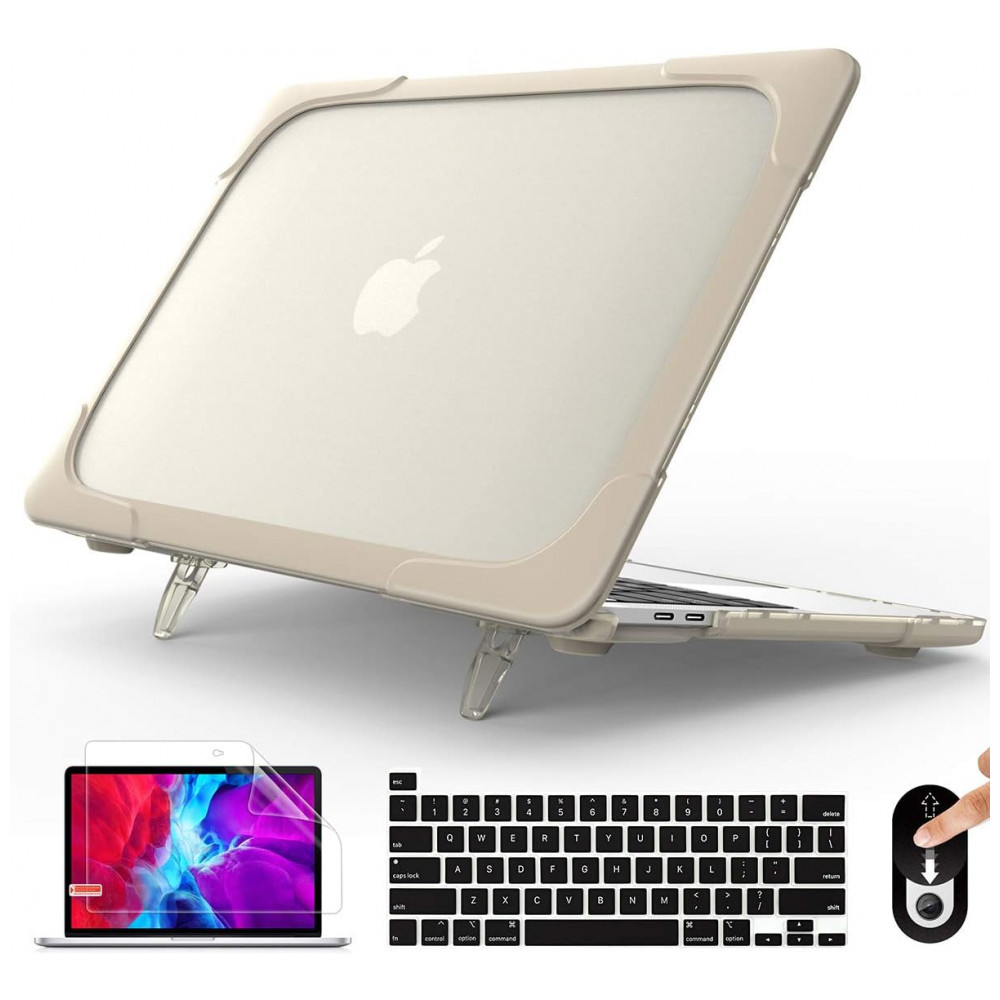 ECTQK66WC8780B_0-1.jpg - Capa Rígida Mektron para MacBook Pro 16" – Modelos A2141 com Suporte Dobrável Integrado, Tampa de Teclado e Película de Tela – Cáqui
