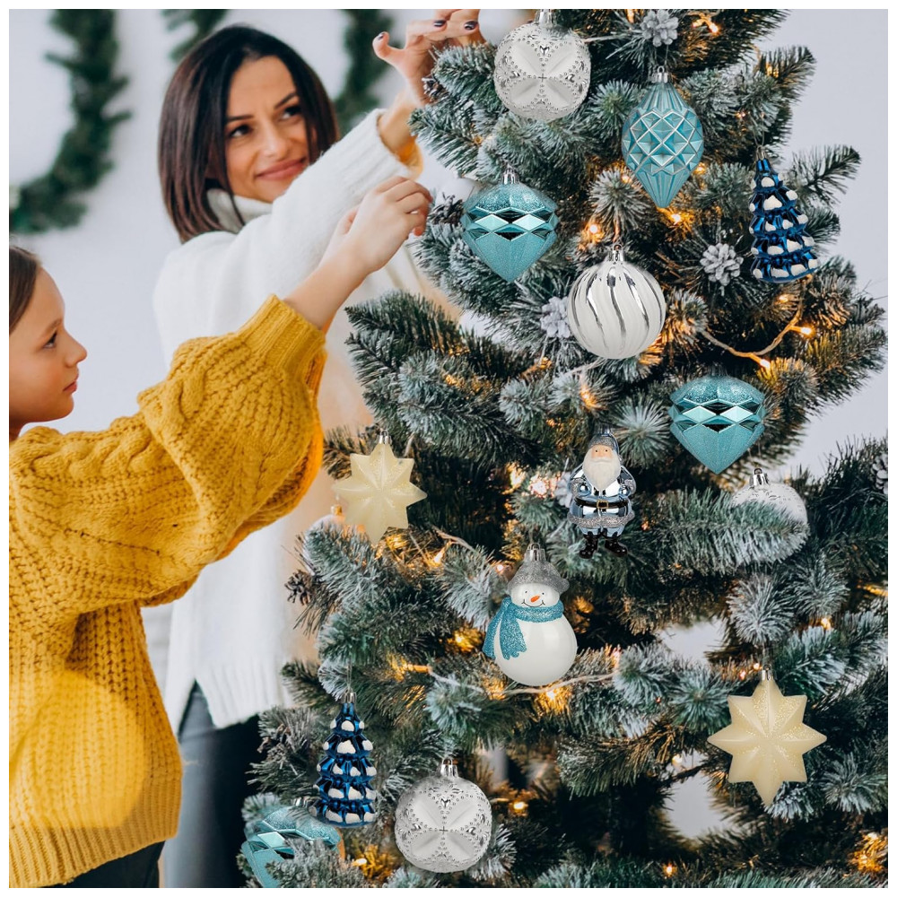 ECTQK9RG25VC0B_2-1.jpg - Conjunto de 9 Enfeites de Natal Azul e Branco para Árvore de Natal, Bolas de Decoração de Boneco de Neve, Papai Noel e Estrela de Belém, Villa Como