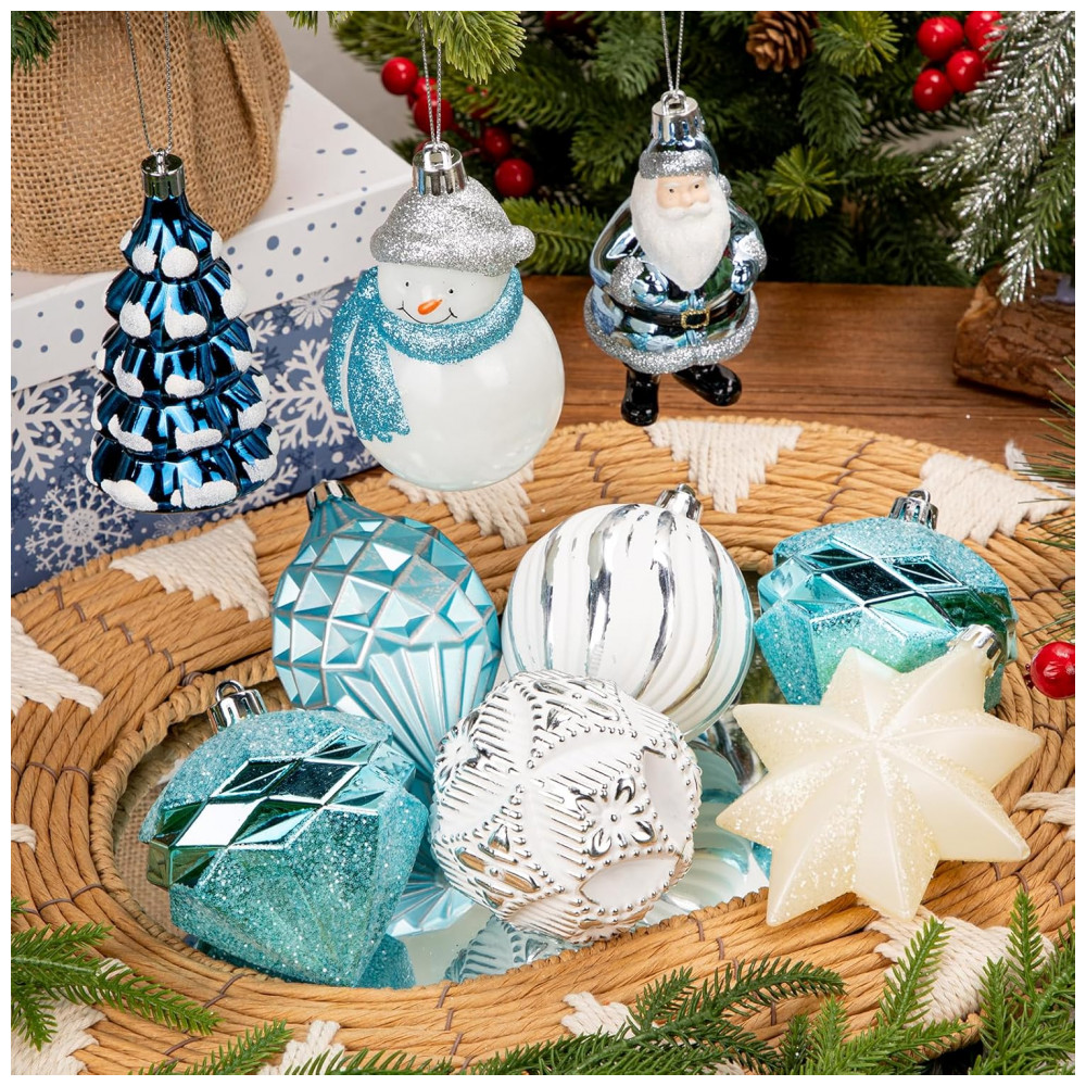 ECTQK9RG25VC0B_3-1.jpg - Conjunto de 9 Enfeites de Natal Azul e Branco para Árvore de Natal, Bolas de Decoração de Boneco de Neve, Papai Noel e Estrela de Belém, Villa Como