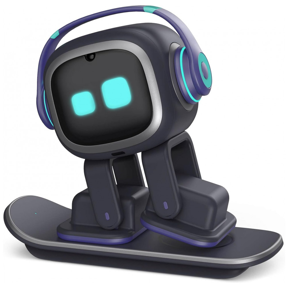 ECTQK9TM2TDD0B_0-1.jpg - Robô Companheiro Inteligente Preto e Prateado – EMOPET AI Desk Robot Companion, Comandos de Voz, Dança e Estação de Recarga