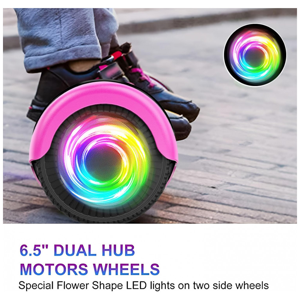 ECTQKG8VSMRF0B_2-1.jpg - Hoverboard SISIGAD para Crianças de 6 a 12 Anos, com Alto-falante Bluetooth Integrado e Rodas com Luzes Coloridas de 6,5 Polegadas