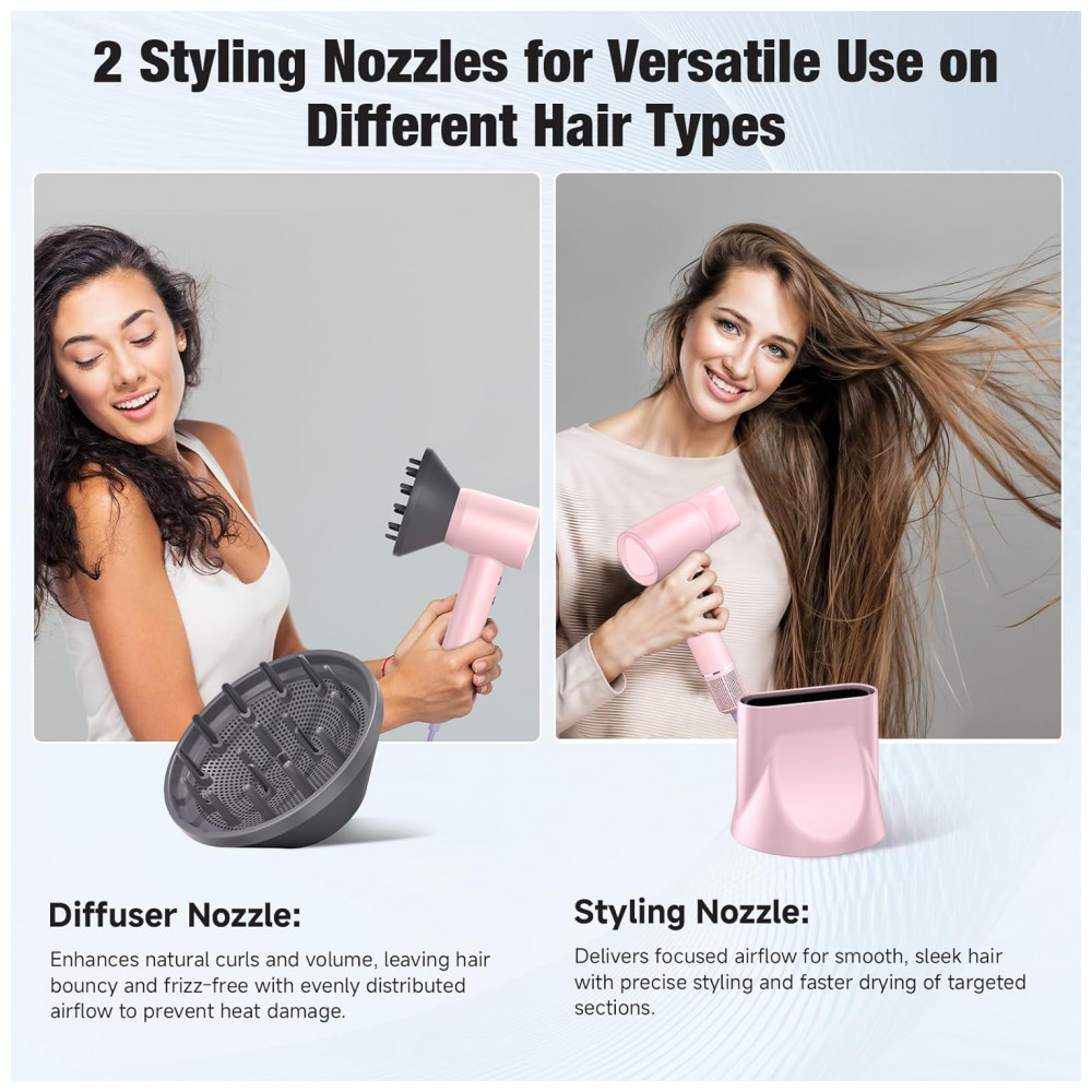 ECTQKN12F73F0B_2-1.jpg - Secador de Cabelo YSATERY, Profissional Iônico Portátil de 160000 RPM com 500 Milhões de Íons Negativos, Secagem Rápida, Baixo Ruído com Bocal Difusor