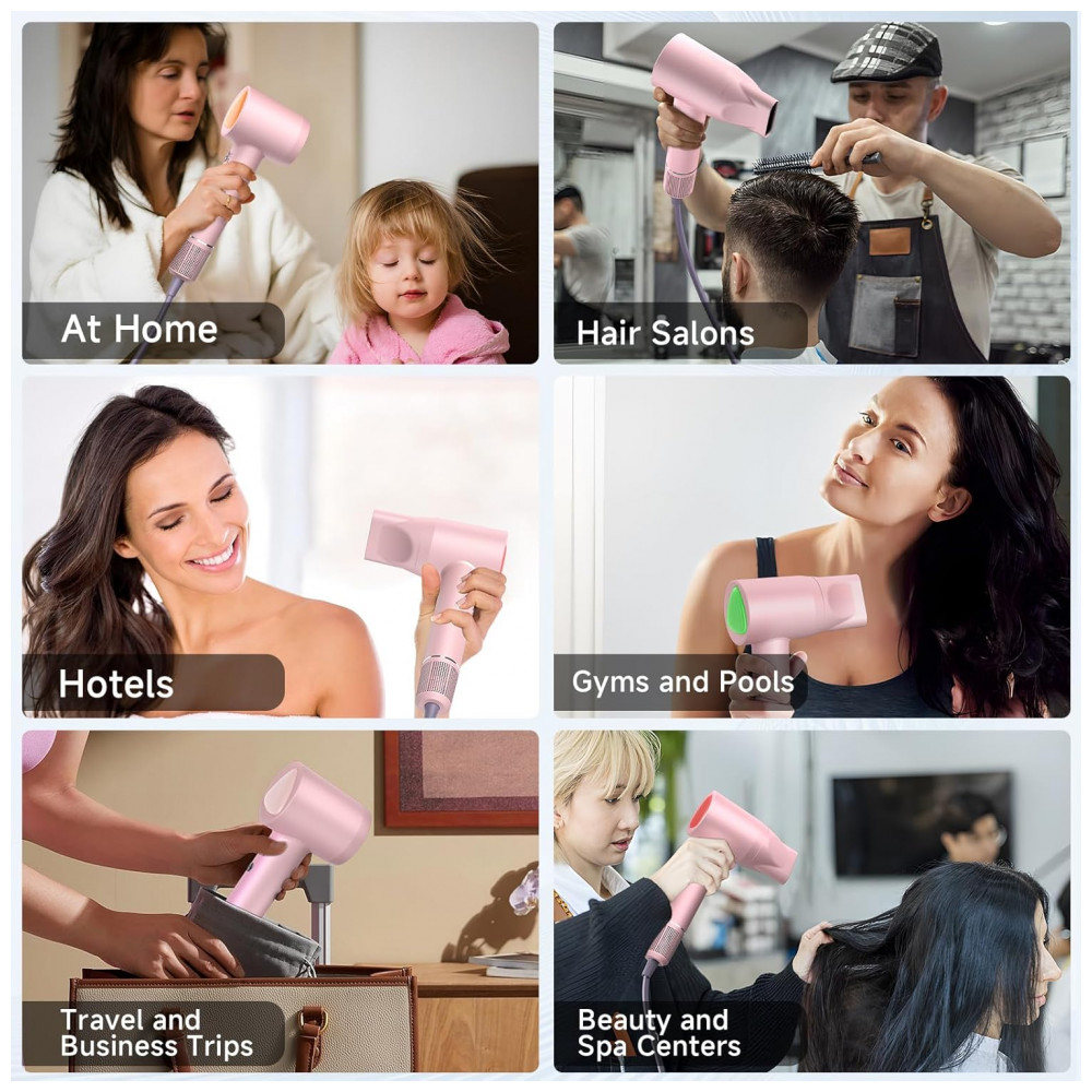 ECTQKN12F73F0B_4-1.jpg - Secador de Cabelo YSATERY, Profissional Iônico Portátil de 160000 RPM com 500 Milhões de Íons Negativos, Secagem Rápida, Baixo Ruído com Bocal Difusor