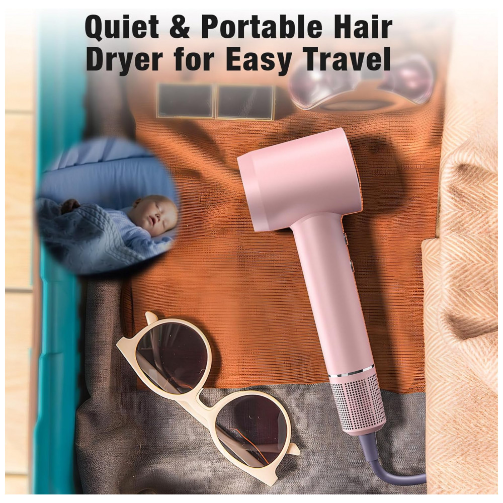 ECTQKN12F73F0B_5-1.jpg - Secador de Cabelo YSATERY, Profissional Iônico Portátil de 160000 RPM com 500 Milhões de Íons Negativos, Secagem Rápida, Baixo Ruído com Bocal Difusor