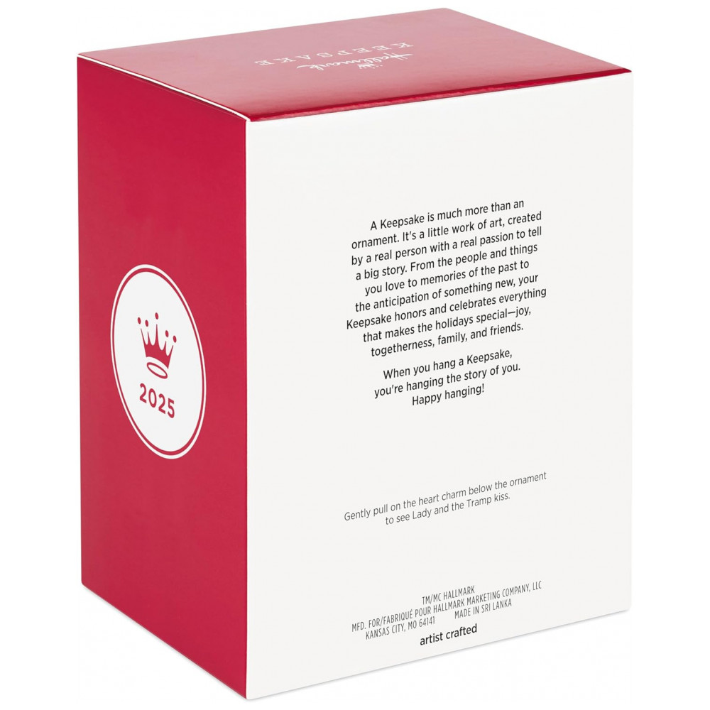 ECTQKSXW93RD0B_7-1.jpg - Enfeite de Natal Hallmark Keepsake 2025, Disney A Dama e o Vagabundo 70º Aniversário Jantar de Espaguete